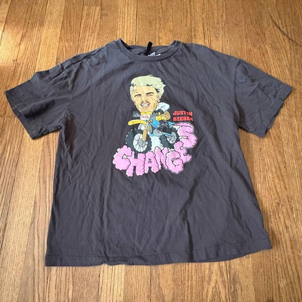 H&M Divided Justin Bieber "Changes" 2020 Dirt Bike T-Shirt | Small (S) Gray